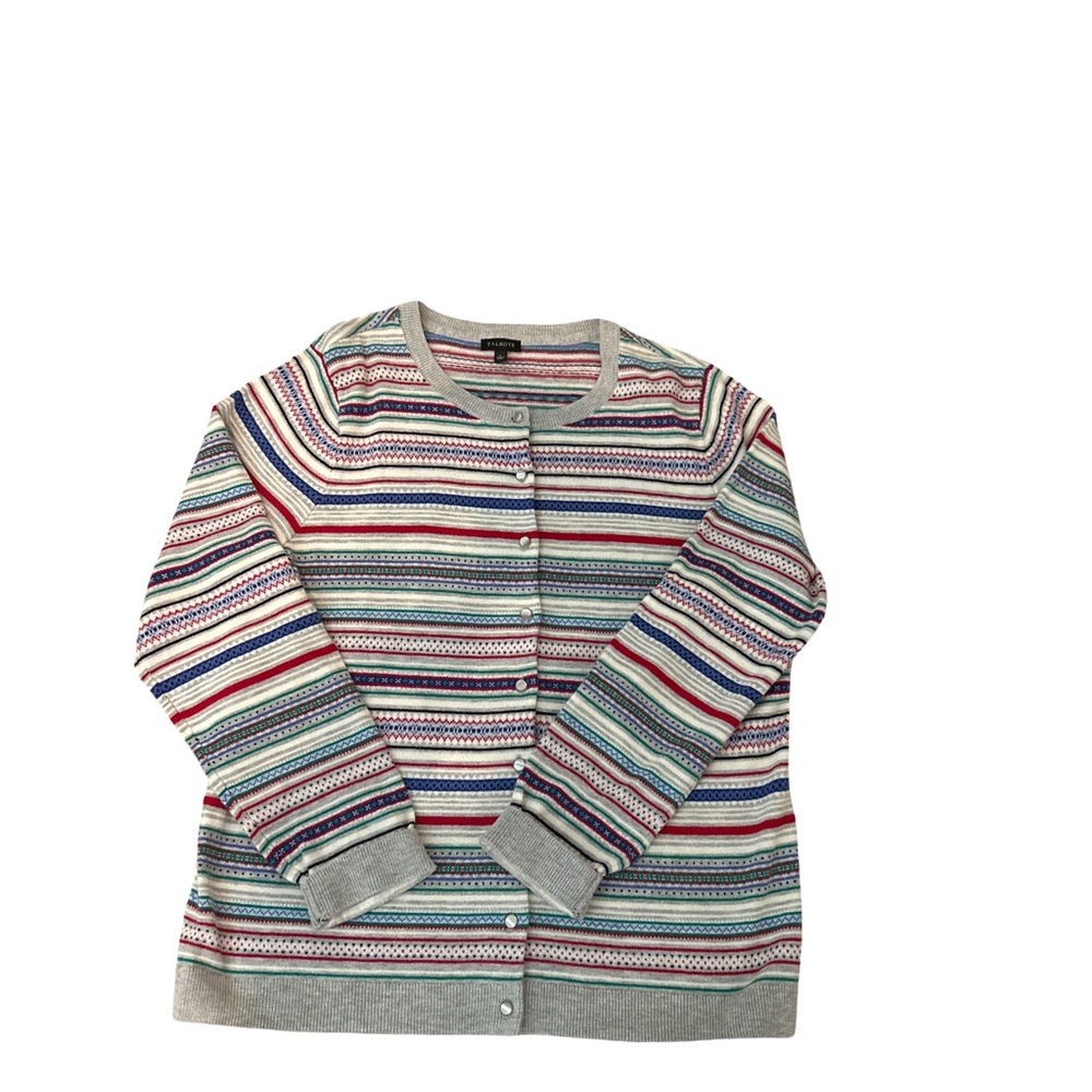 Talbots Multicolor Striped Cardigan Women’s Sweater Size Large